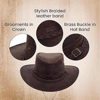 Lesa Collection Unisex Rustic Leather Cowboy Hat with Unique