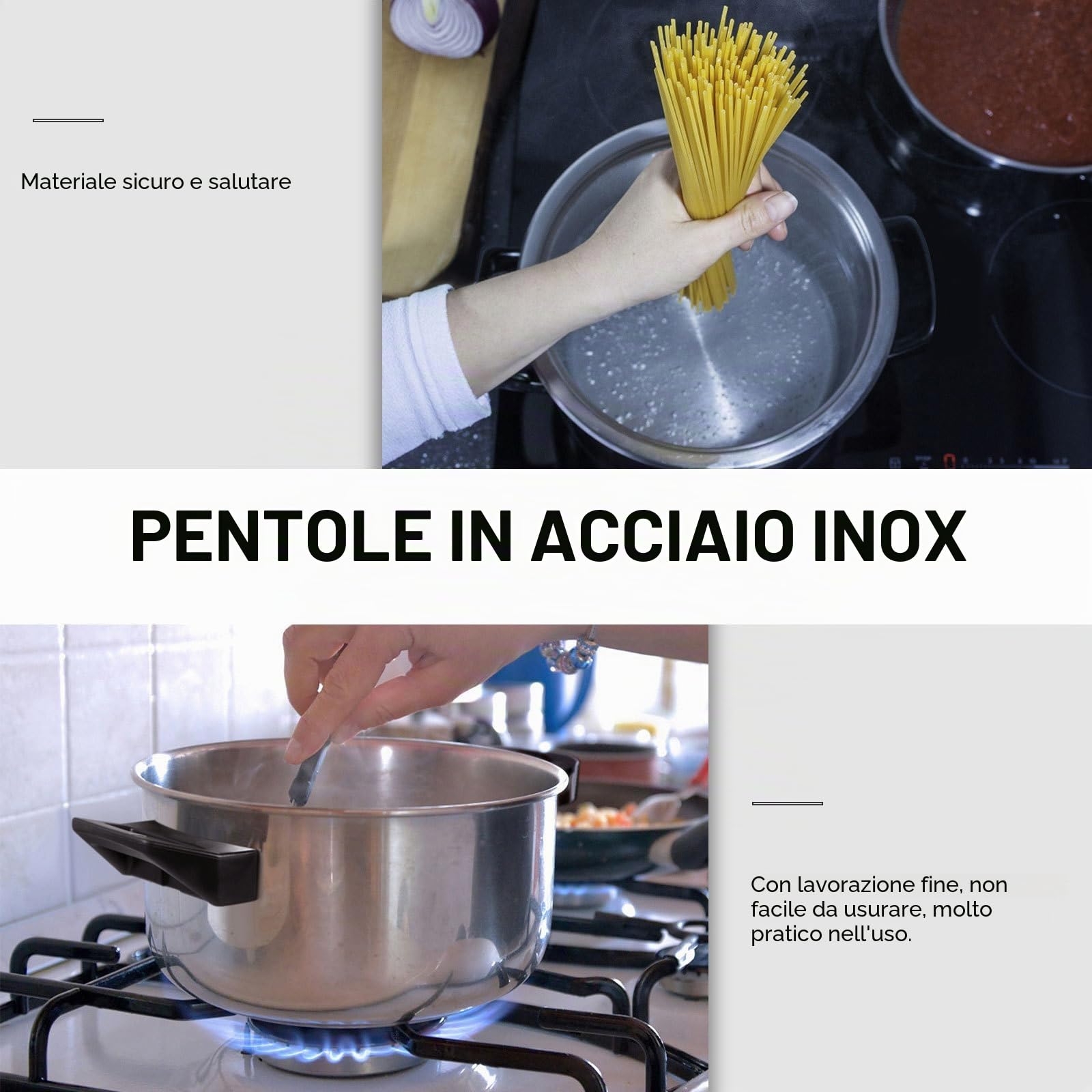 Spaghettiera Pentola in Acciaio Inossidabile Coperchio Filtrante