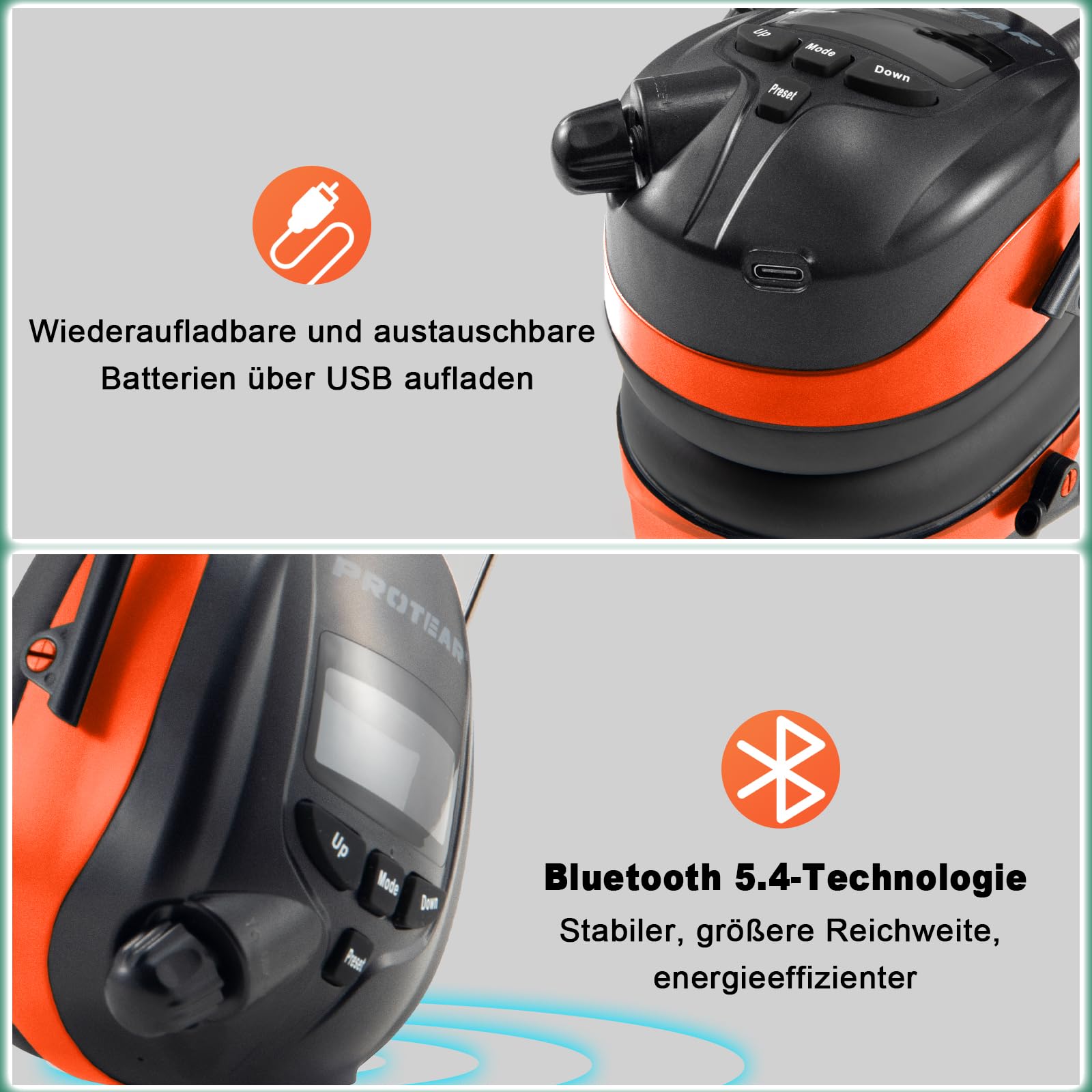 auricolari con radio DAB + / FM e Bluetooth, cuffie senza fili con cancellazione del rumore