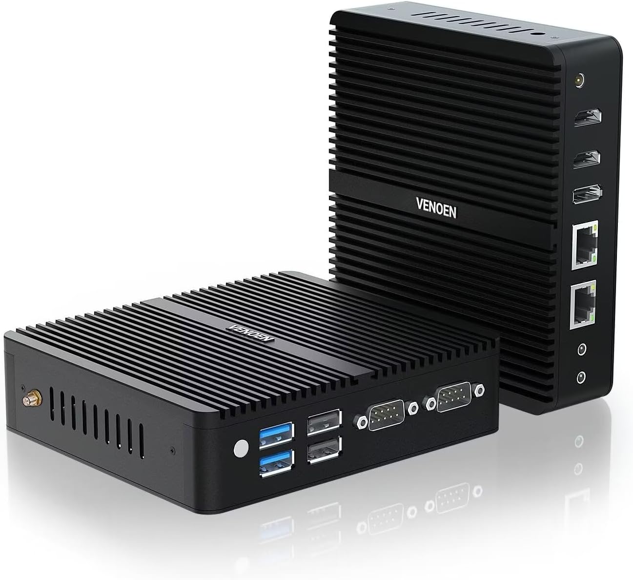 VENOEN Fanless mini PC Win 11 Pro Industrial PC 12th Gen in-tel J6412 Processor, 8G DDR4 256G M.2 SSD Office Home Industrial Mini Computer, 2xHD+DP Triple Display/2xLan/2xRS232 COM/WiFi/BT 4.2