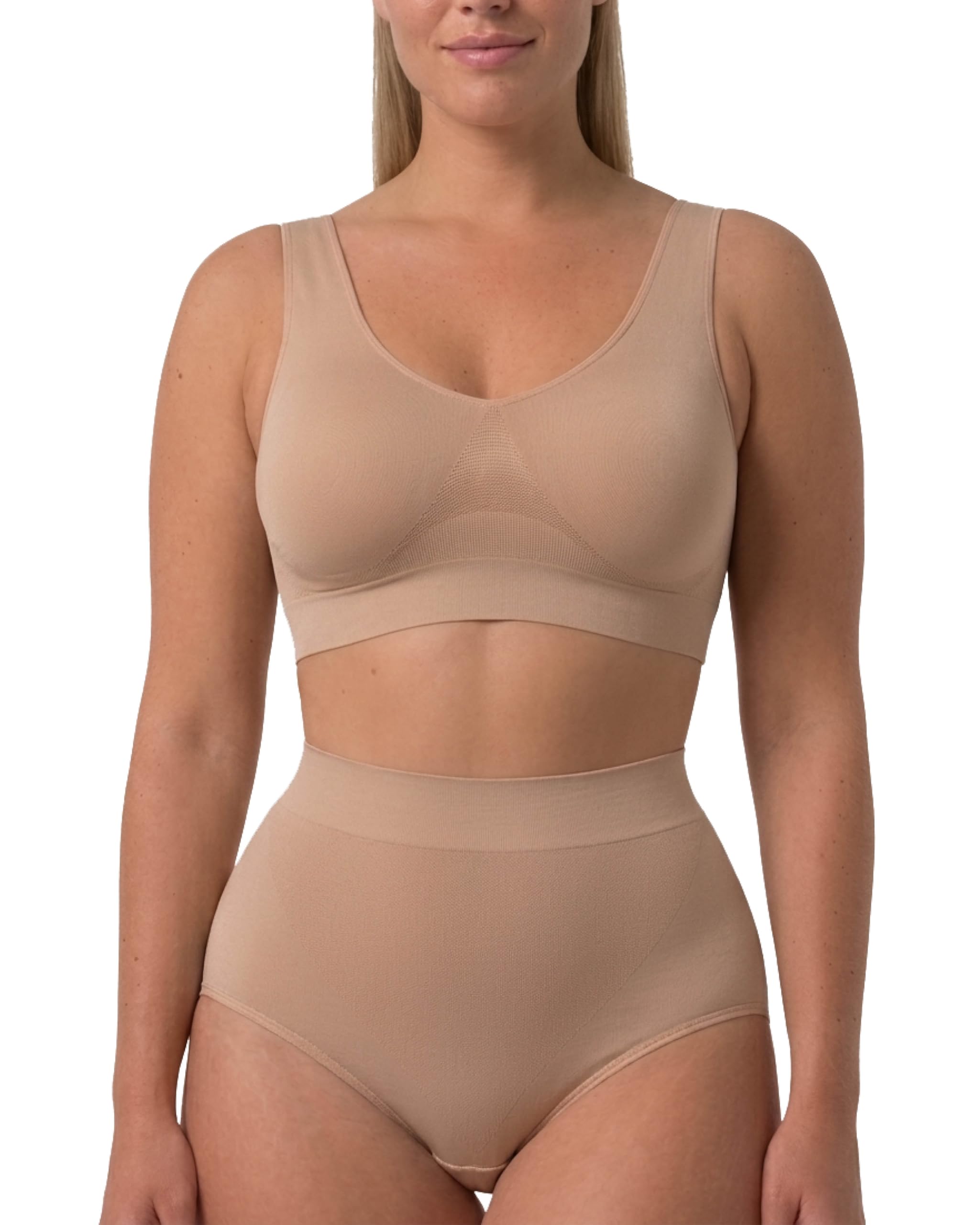 Risalti Top Shapewear Wide Shoulder Bras for Women - Comfort Bra, Bralettes for Women in Microfibre, Ladies Bras Non Wired, Women's Bras and Crop Top, Seamless Sports Bra - Made in Italy