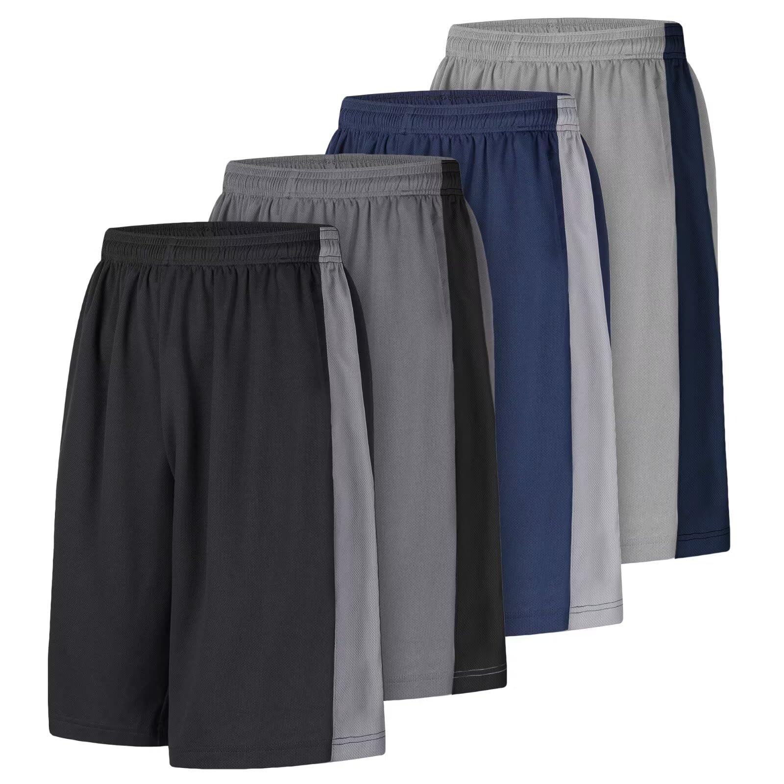 Pantaloncini sportivi lunghi da uomo, da basket, palestra, ad asciugatura rapida, con tasche