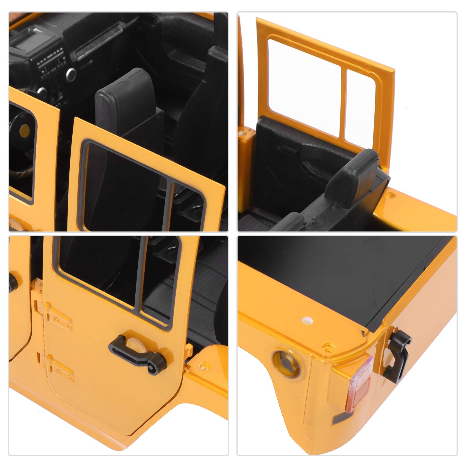 Rozstaw Osi 313 mm Niezmontowana Karoseria ABS ze Zdejmowaną Osłoną Przeciwbłotną do Samochodu RC Model SCX10 90046 1/10 (YELLOW)