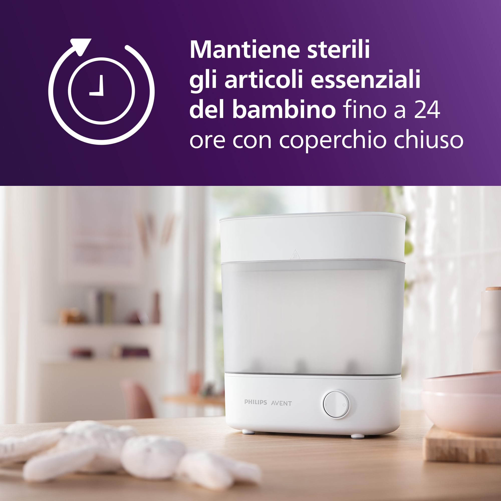 Philips Avent set de regalo de esterilizador: esterilizador eléctrico de vapor con cepillo para biberón y tetina, fácil limpieza y esterilización de biberones, extractores de leche, SCF291/30
