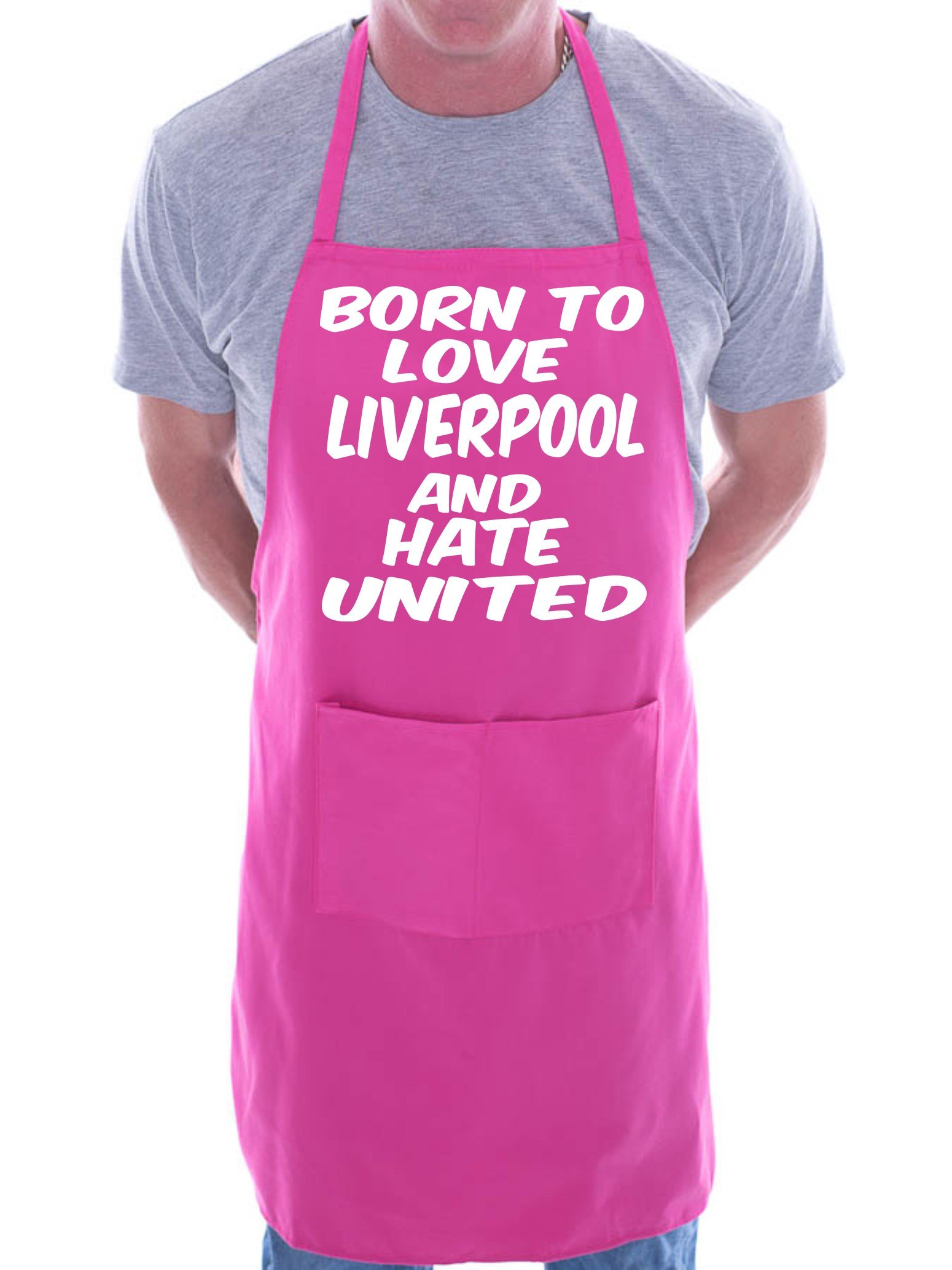 Print4U Love Liverpool Hate Man Utd Football BBQ Cooking Funny Novelty Apron Pink