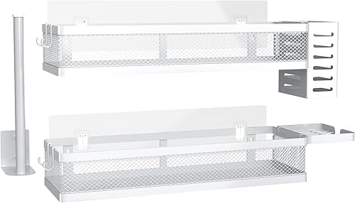 Miniatura 20 de PUSDON Cesta de metal para colgar en la pared, 2 paquetes, apta para múltiples escenas, barandilla negra grande Barandilla negra,bronce,Barandilla