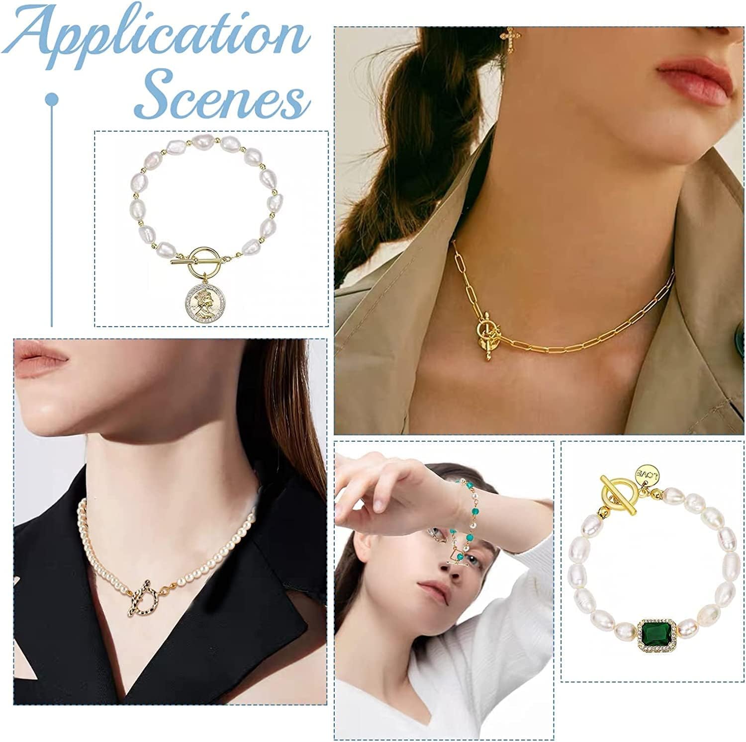 PH PandaHall 60 Sets Toggle Clasp, 15 Styles T-bar Closure Clasps IQ Toggle Clasps Flower Heart Clasps Fastener Hook Toggle Connectors TBar End Clasps for Necklace Bracelet Jewelry Making - Image 2