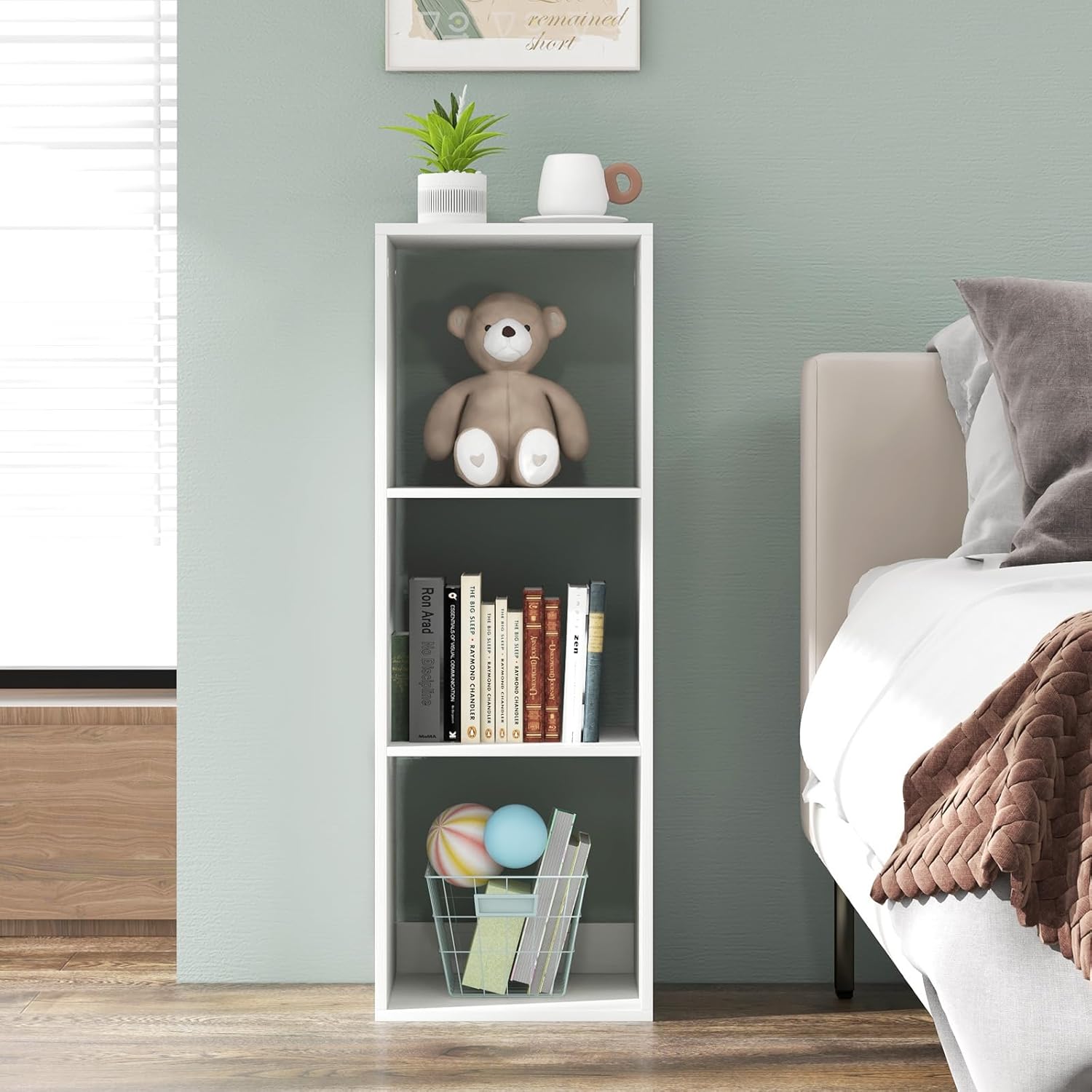 Tangkula 3-Cube Bookcase, 4-Tier Bookshelf with Open Compartments, Freestanding Cube Storage Organizer with Anti-Toppling Kits, Modern Display Shelf for Living Room, Study (1, White, 3-Cube)