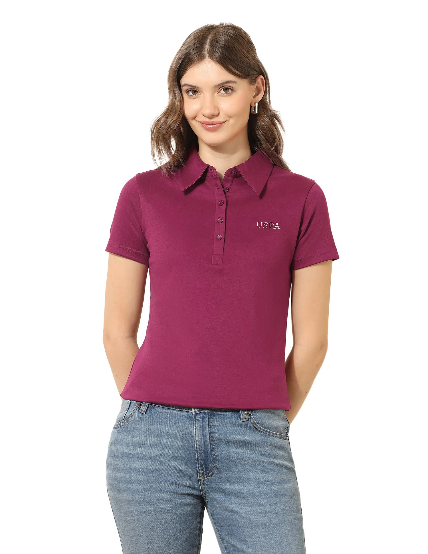 u.s. polo assn. Women's Solid Regular Fit Polo Shirt-picture-37