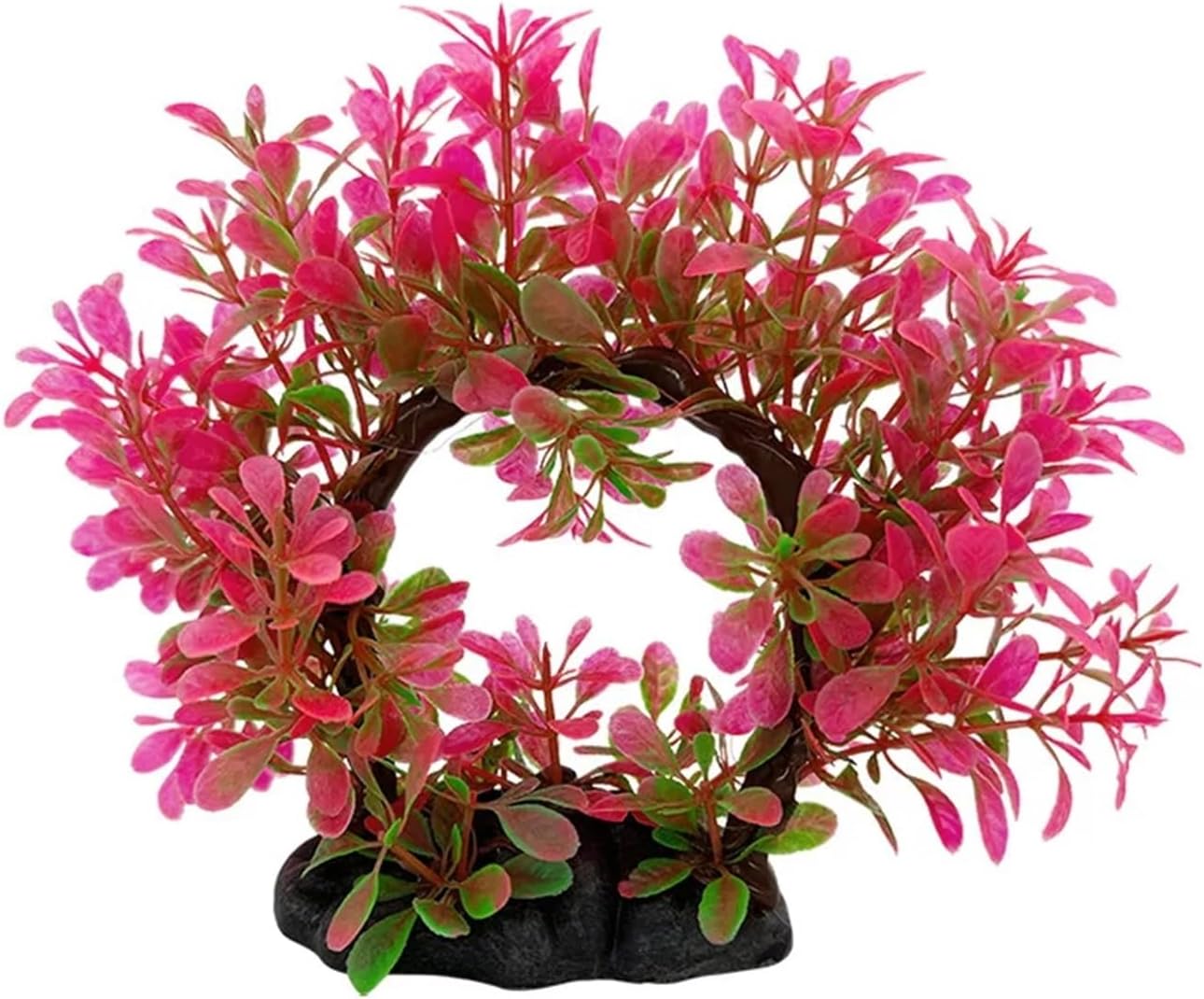 4 Pcs Underwater Wreath Artificial Plastic Aquarium Fish Tank Aquatic Fake Shrub Grass Water Plant Green Pink(Pink)