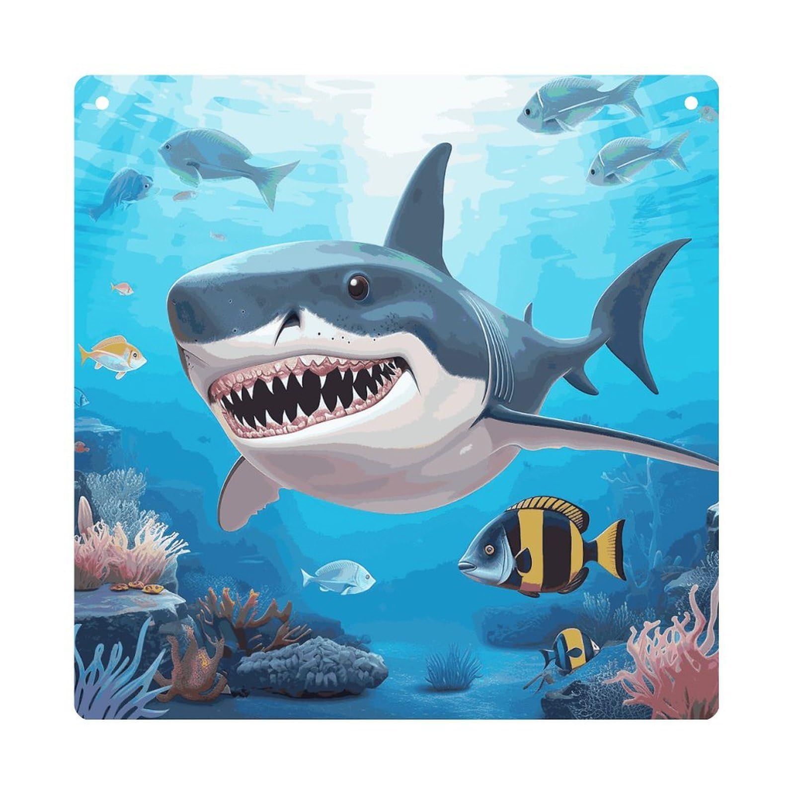 Adfgyerh Style Shark Ocean Theme Hanging Ornaments Window Hanging Modern Acrylic Decor For Living Room Bedroom Dining Room Hallway Office Wall Decor, 8X8 In