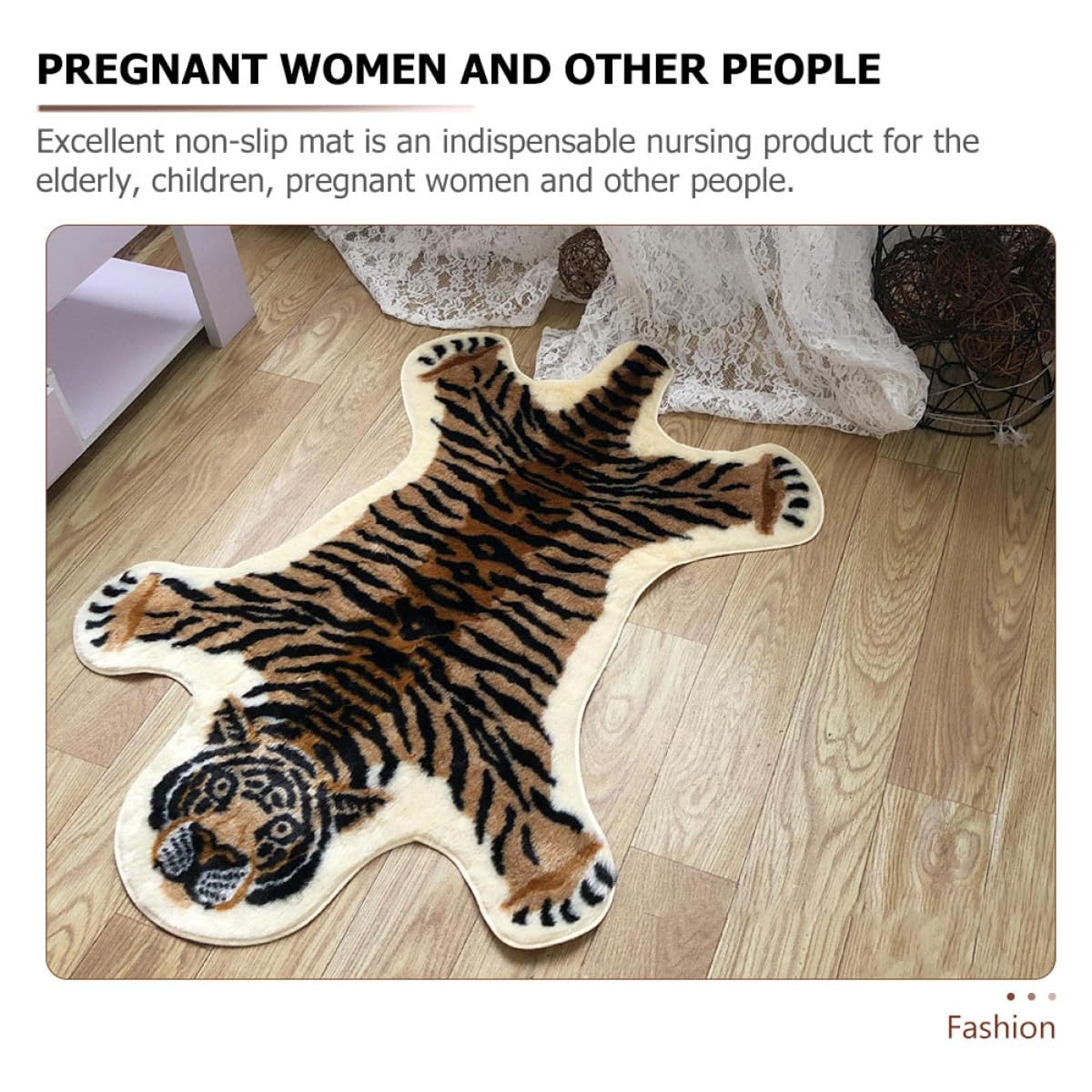 Zerbino Decorativo Motivo Tigre in Fibre Acriliche, Leggero e Antiscivolo, per Ingresso e Bagno, Tappetino per Pavimenti Domestici Resistente e Funzionale