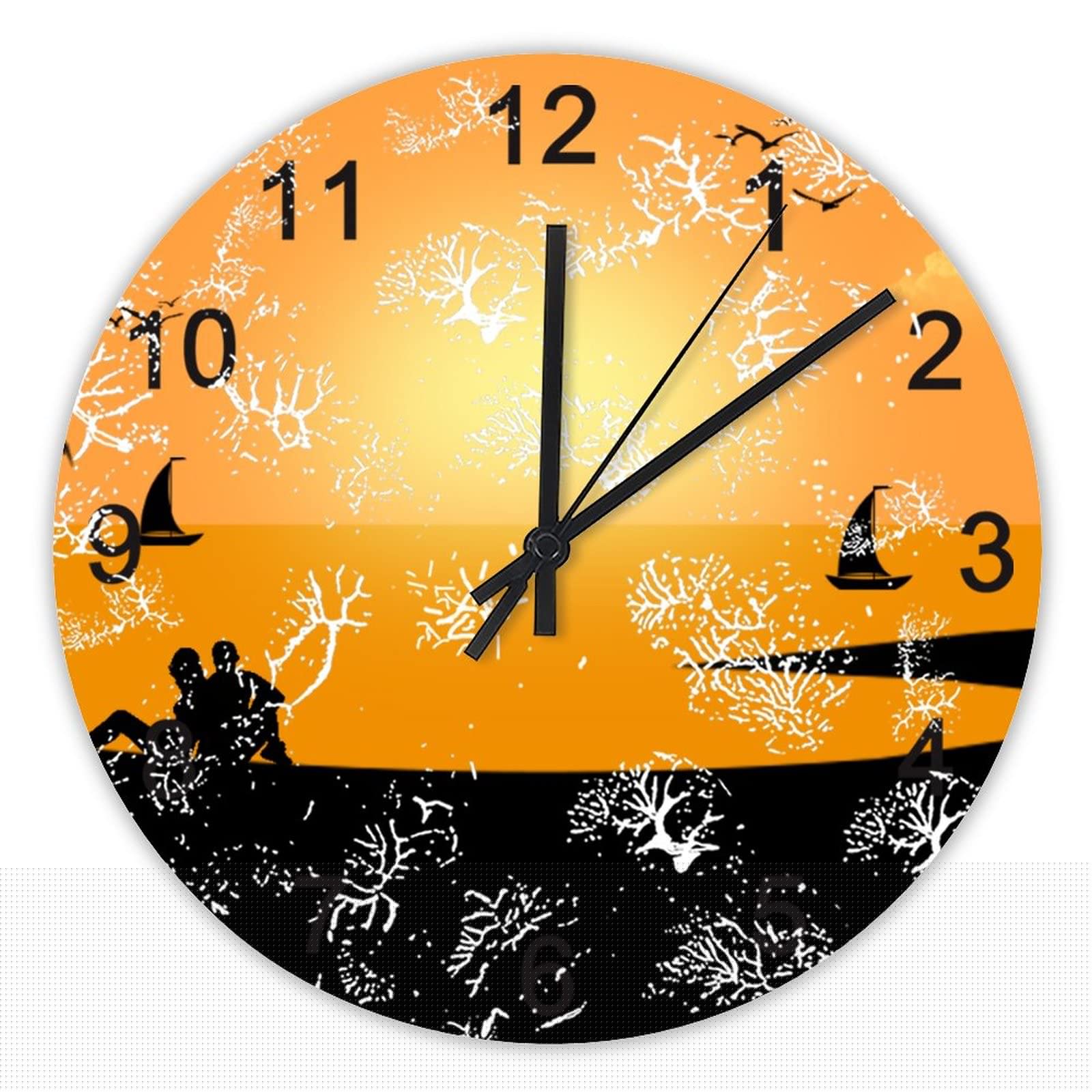 Horloge murale silencieuse sans tic-tac 40cm décoration intérieure coucher de soleil