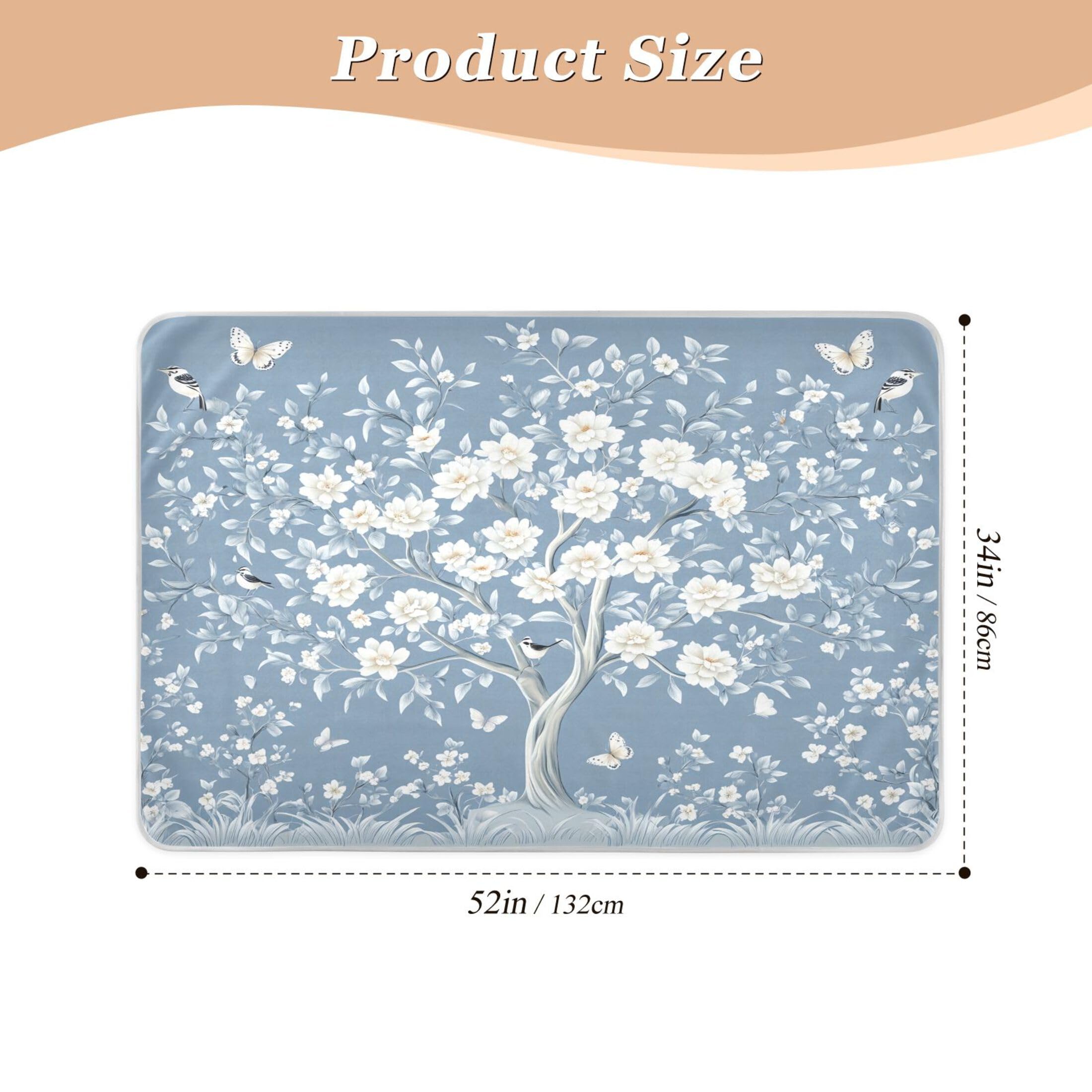 Takiito White Tree Bed Pad Reusable Bed Underpad Washable Waterproof Leak-Proof Quick Dry Incontinence Pee Pad for Toddlers Kids Adults Pets 34x52 in