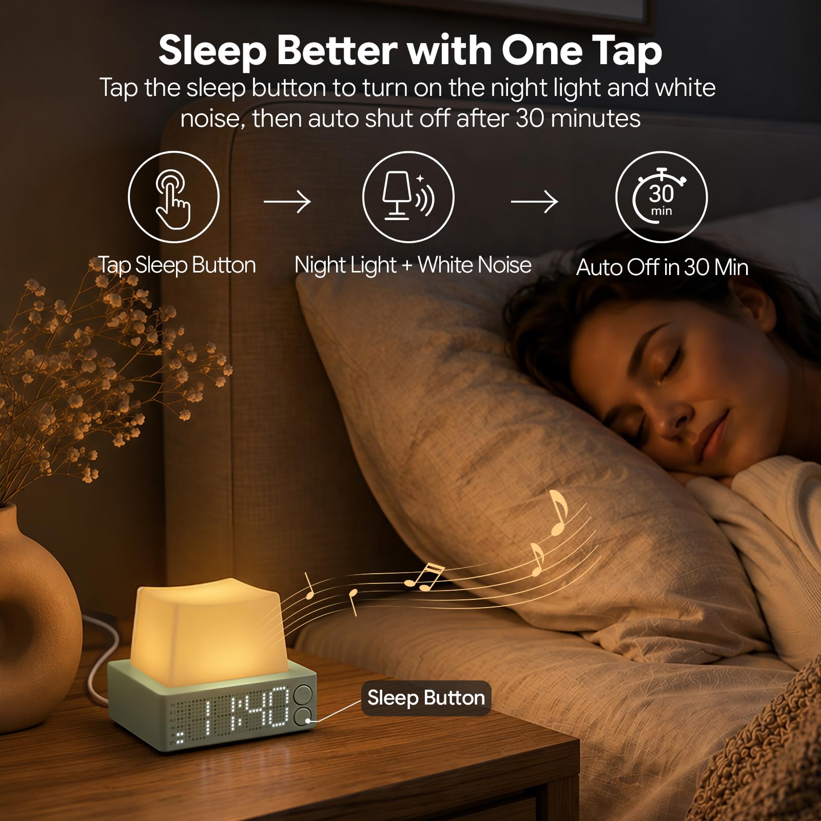 Reloj despertador recargable con botón con repetición, alarmas duales, volumen y tono de llamada ajustables, función de temporizador, perfecto para dormitorios y oficinas