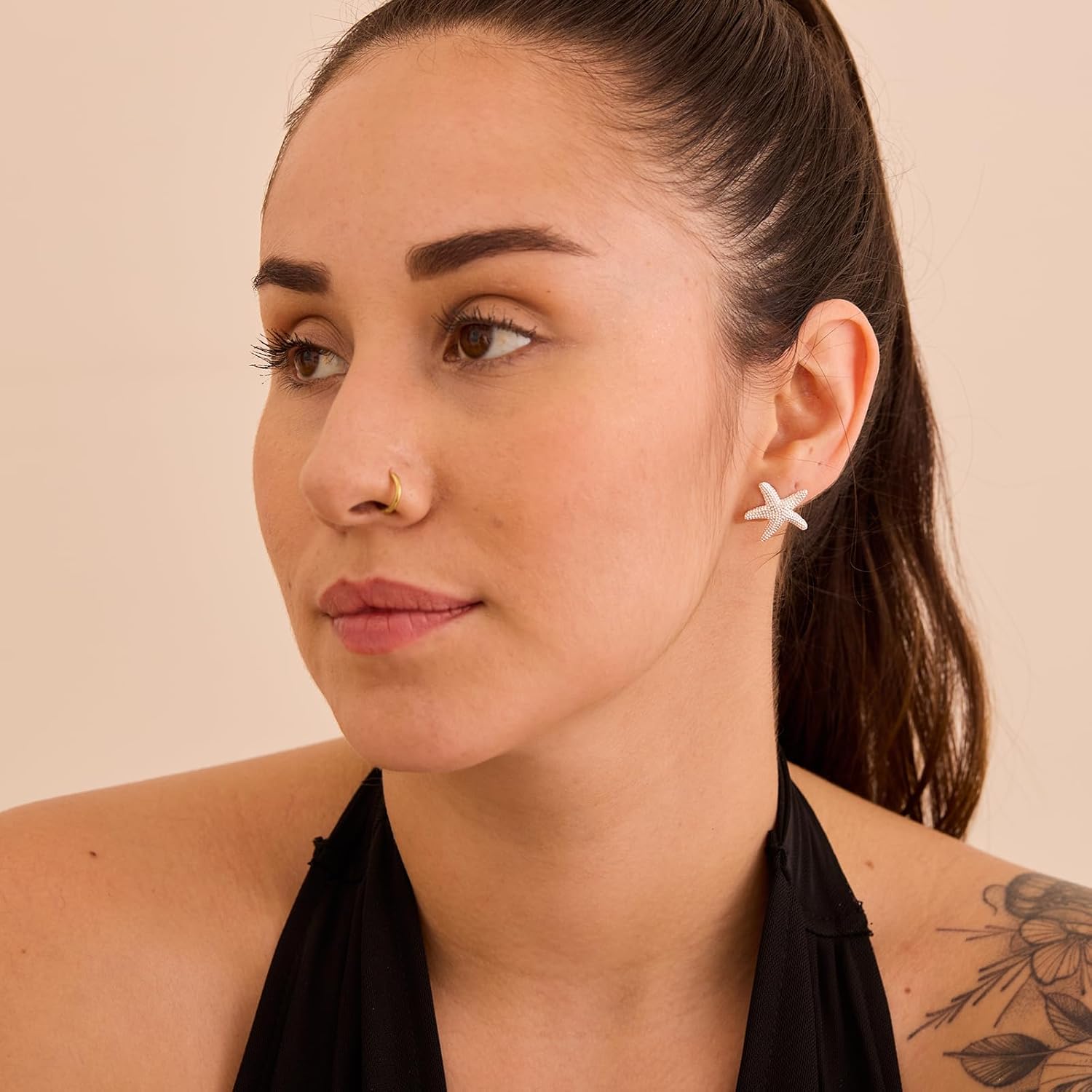 Gold Earrings for Women - 2 Pairs/1 Pairs 14K Gold/Silver Plated Small Shell, Starfish, Turtle, Seahorse, Octopus, Cicada Stud Earrings Set Summer Beachy Jewelry for Women Gifts - Image 3