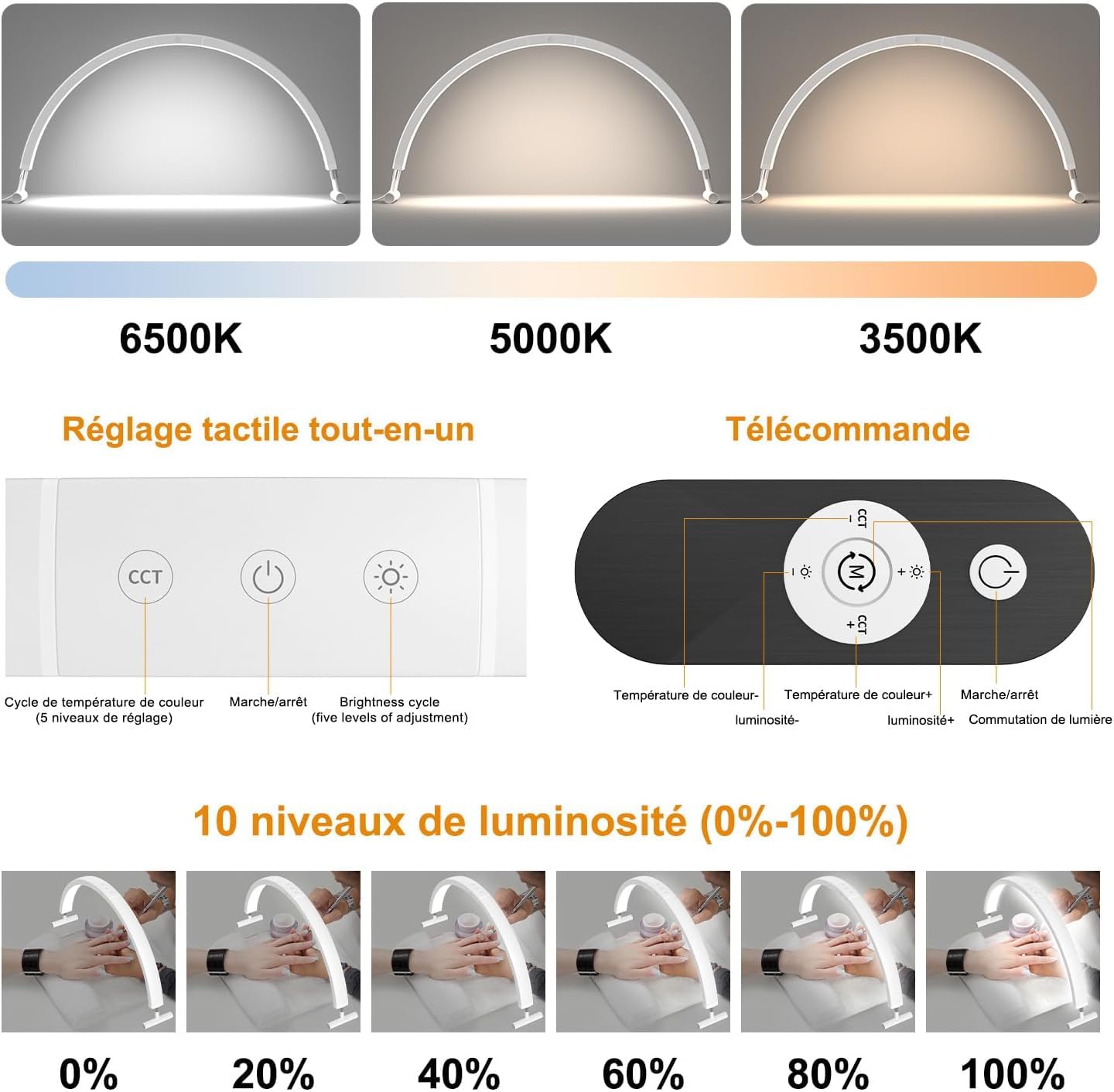 Generico Lampada per Unghie a Mezzaluna 50W – Lampada LED Pieghevole per Manicure & Extension Ciglia, Luminosità Regolabile, Ideale per Saloni di Bellezza, Tatuaggi & Attrezzatura per Unghie