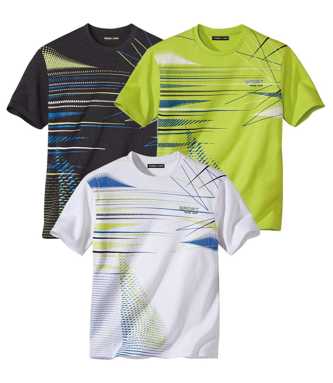 ATLAS FOR MEN - Pack of 3 Men's Sporty Graphic Print T-Shirts - 3XL