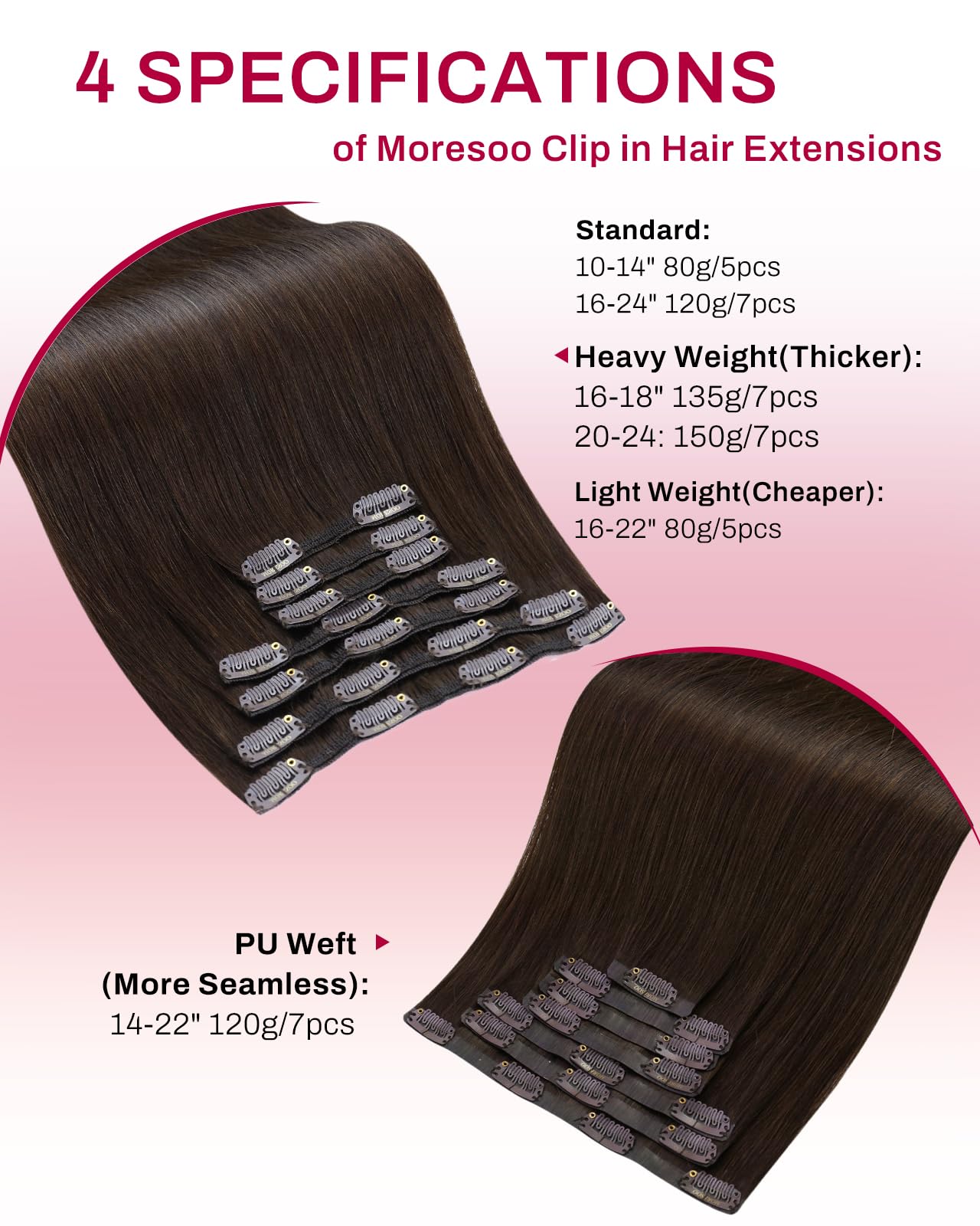 Moresoo Clip in Hair Extensions Real Human Hair Balayage Medium Brown and Blonde Real Hair Extensions Clip in Human Hair for Women Full Head 22 Inch 7pcs/120g #4/6/613 — view 152