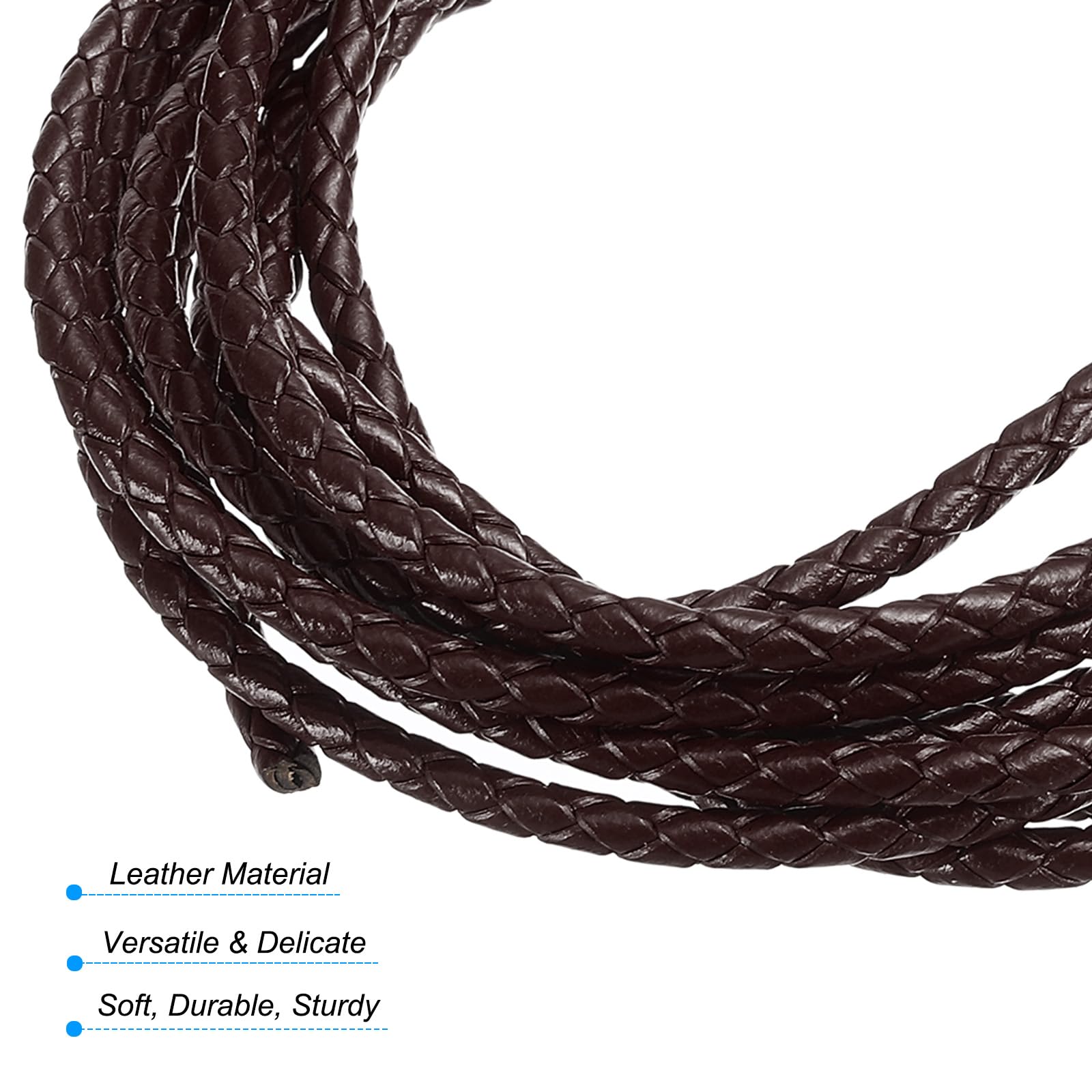 PATIKIL Round Braided Leather Cord - Image 3