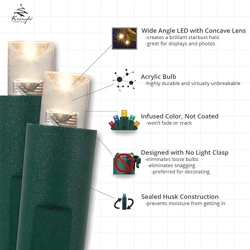 Miniatura 7 de Mini set de luces LED de Navidad, luces de 0.2 pulgadas para interiores o exteriores, decoración de Navidad, 120v, certificado UL, cable negro,