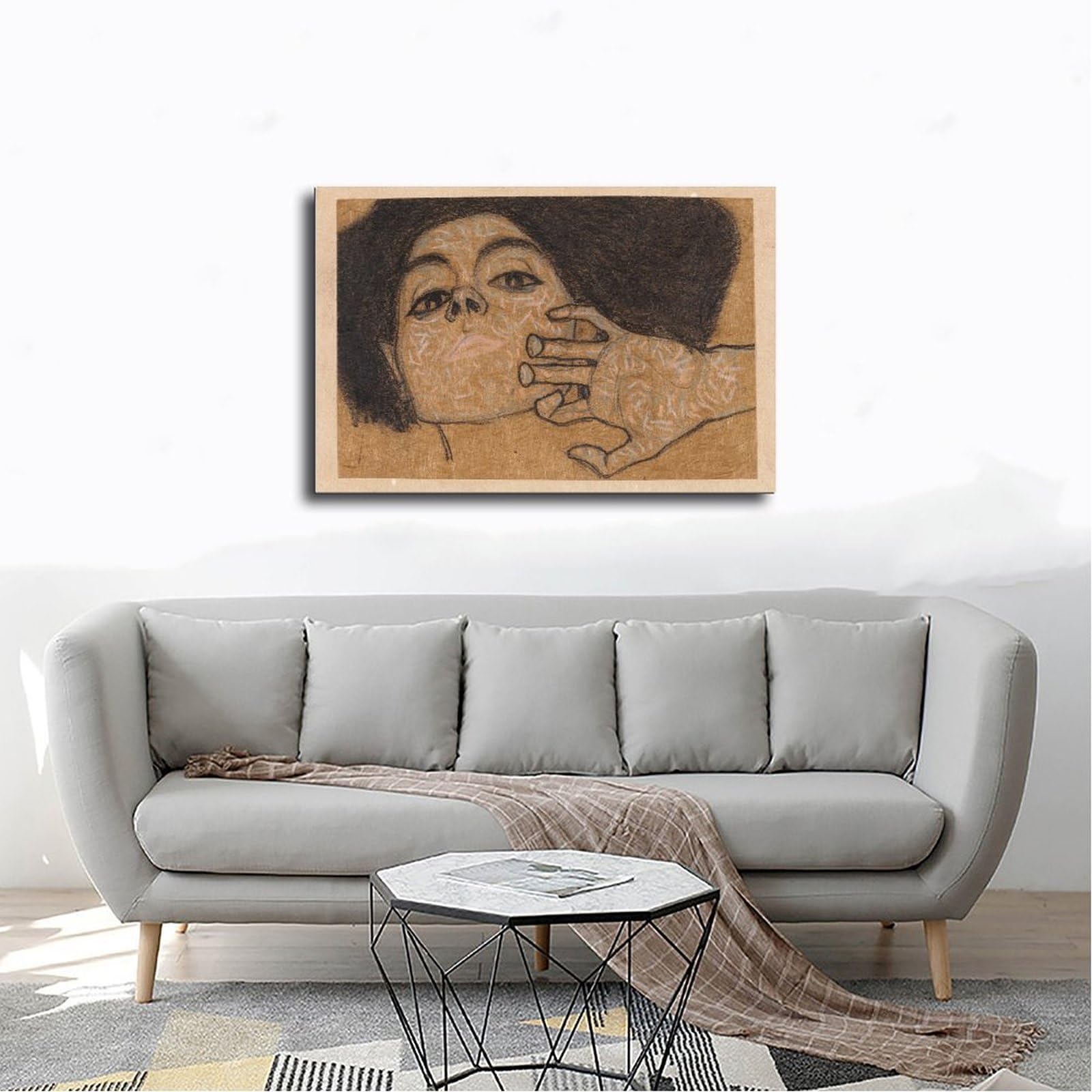 Poster su tela con testa di donna (1908), decorazione per la casa, idea