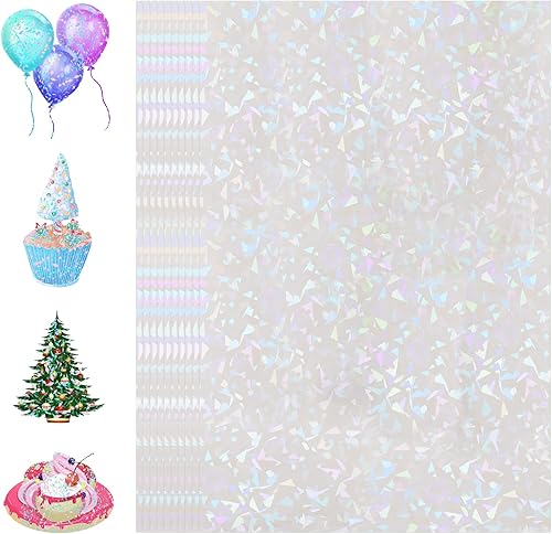 Miniatura 9 de 36 hojas de papel adhesivo holográfico transparente, láminas laminadas holográficas autoadhesivas, láminas laminadas de película con purpurina