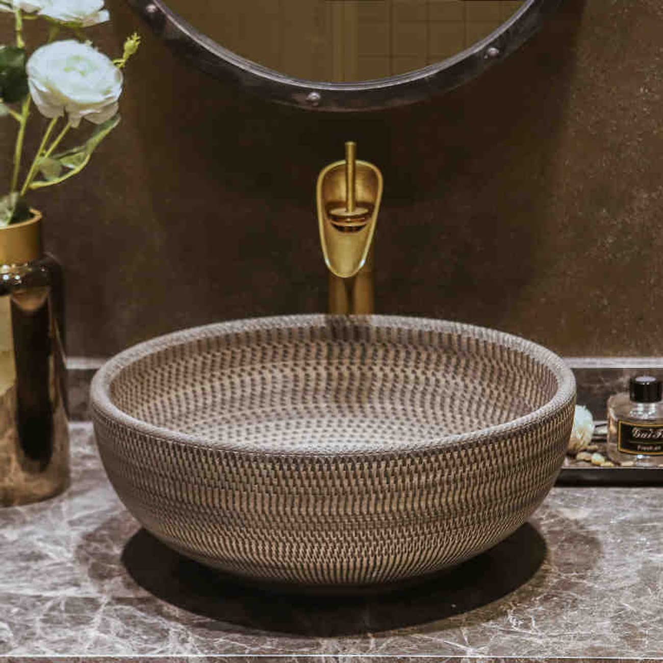 Umywalki łazienkowe Umywalka łazienkowa okrągła nablatowa ceramiczna umywalka łazienkowa umywalka nablatowa umywalka artystyczna, czarna, tylko umywalka umywalka nablatowa umywalka miskowa,