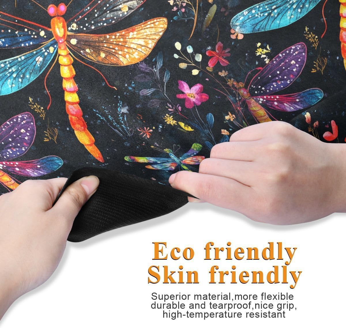 ALAZA Funny Dragonfly Floral on Dark Yoga Mat Non Slip Fitness Exercise Mat, Workout Mat for Yoga, Pilates and Floor Exercises