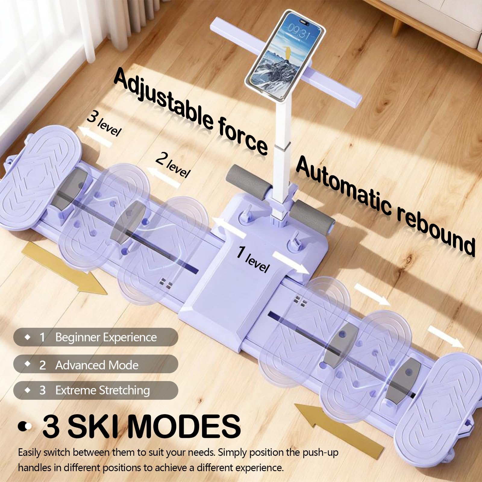Planche Pilates Maksone 6-en-1, Kit Reformer Pliable Avec élastiques, Violet