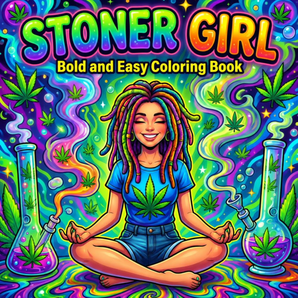 Stoner Girl: Bold and Easy Coloring Book for Adults | Fun and Stress Relieving Coloring Pages