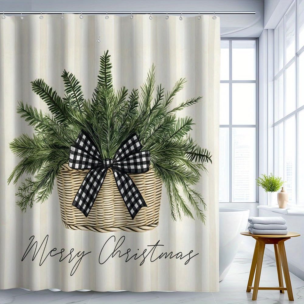 GLKSDLPO Shower Curtain, Pink Floral Green Plaid Digital Print, No Drilling Required, 1 pc, Partition Bathroom Curtain(165x200cm/65x79in(WxH))