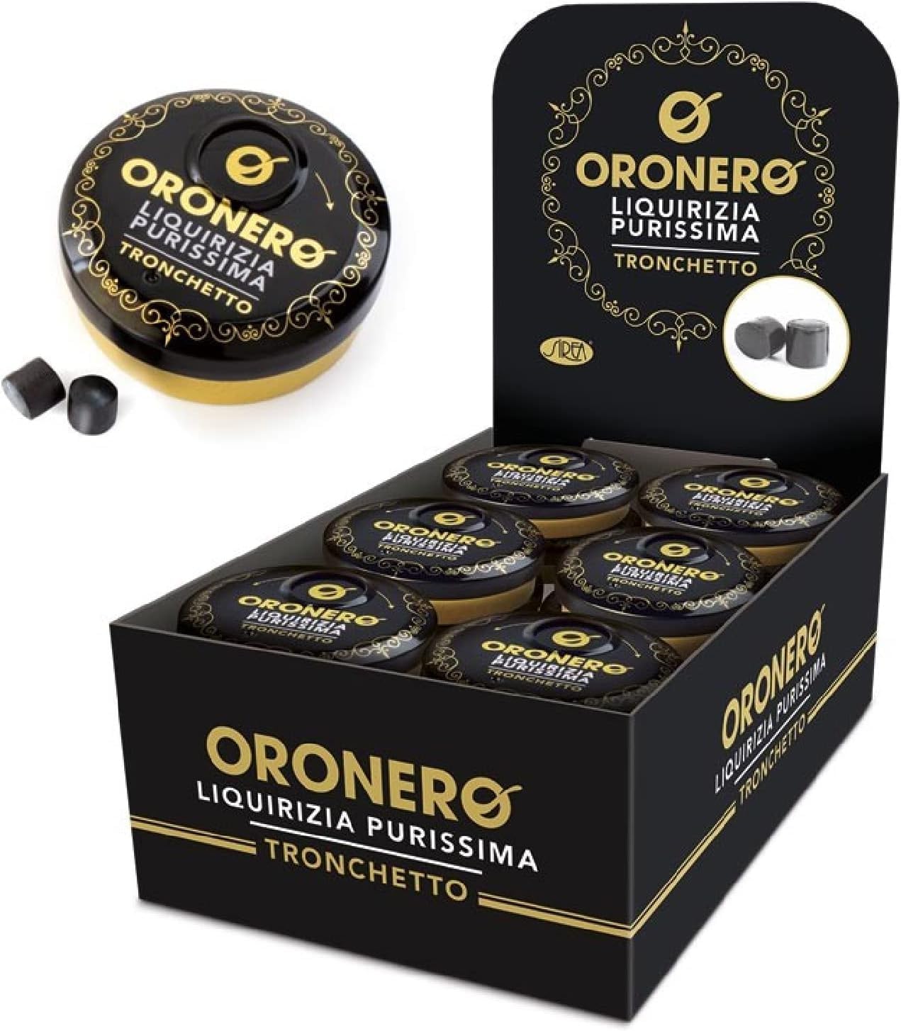 Liquirizia OroNero Liquirizia Purissima Tronchetto 18 Scatoline Metallo da 18 g