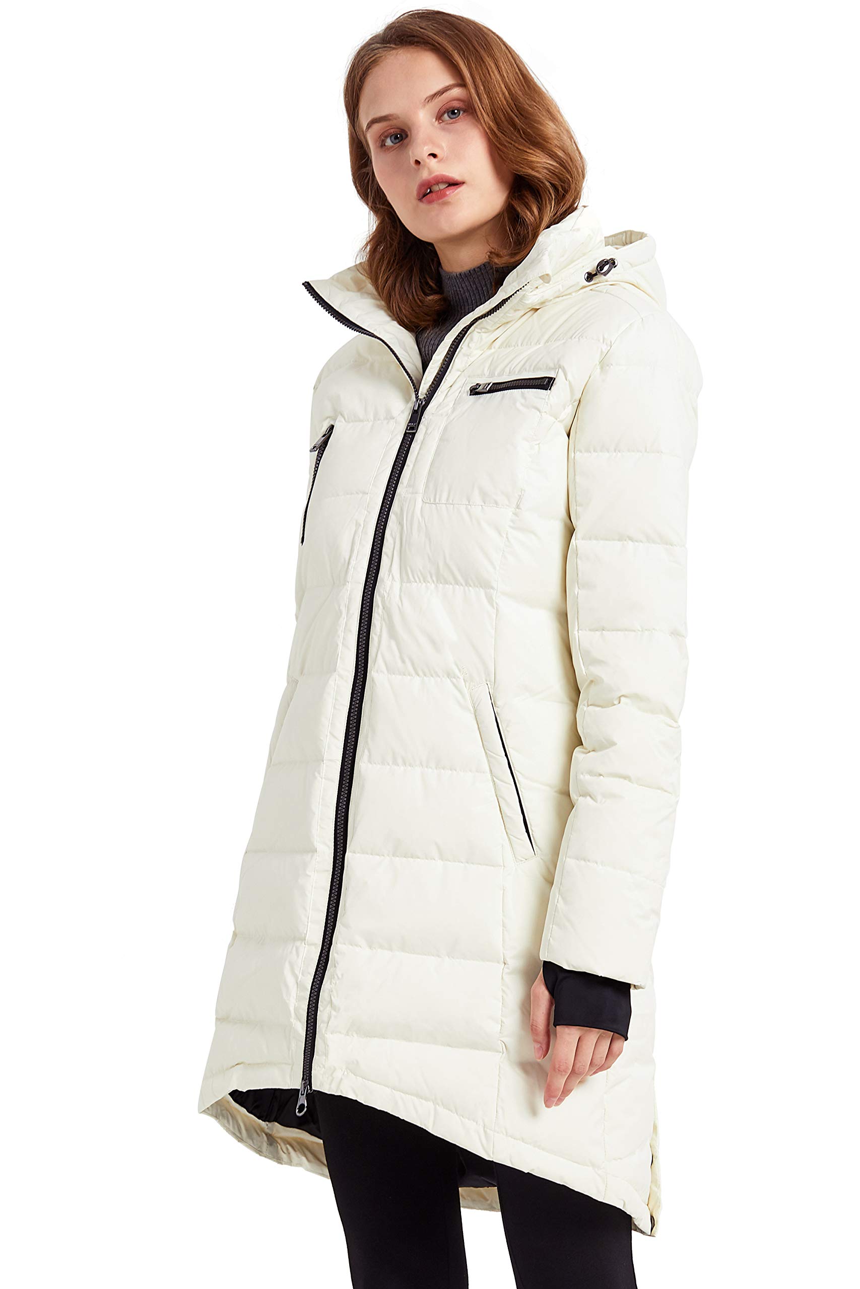 Orolay Damen Daunenmantel Winterjacke Langarm, Creme, XL