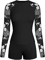 ZAFUL Women's 2 Piece Rash Guard Long Sleeve Swimsuit with Boyshorts UPF 50+ Surfing Sun Protection Set