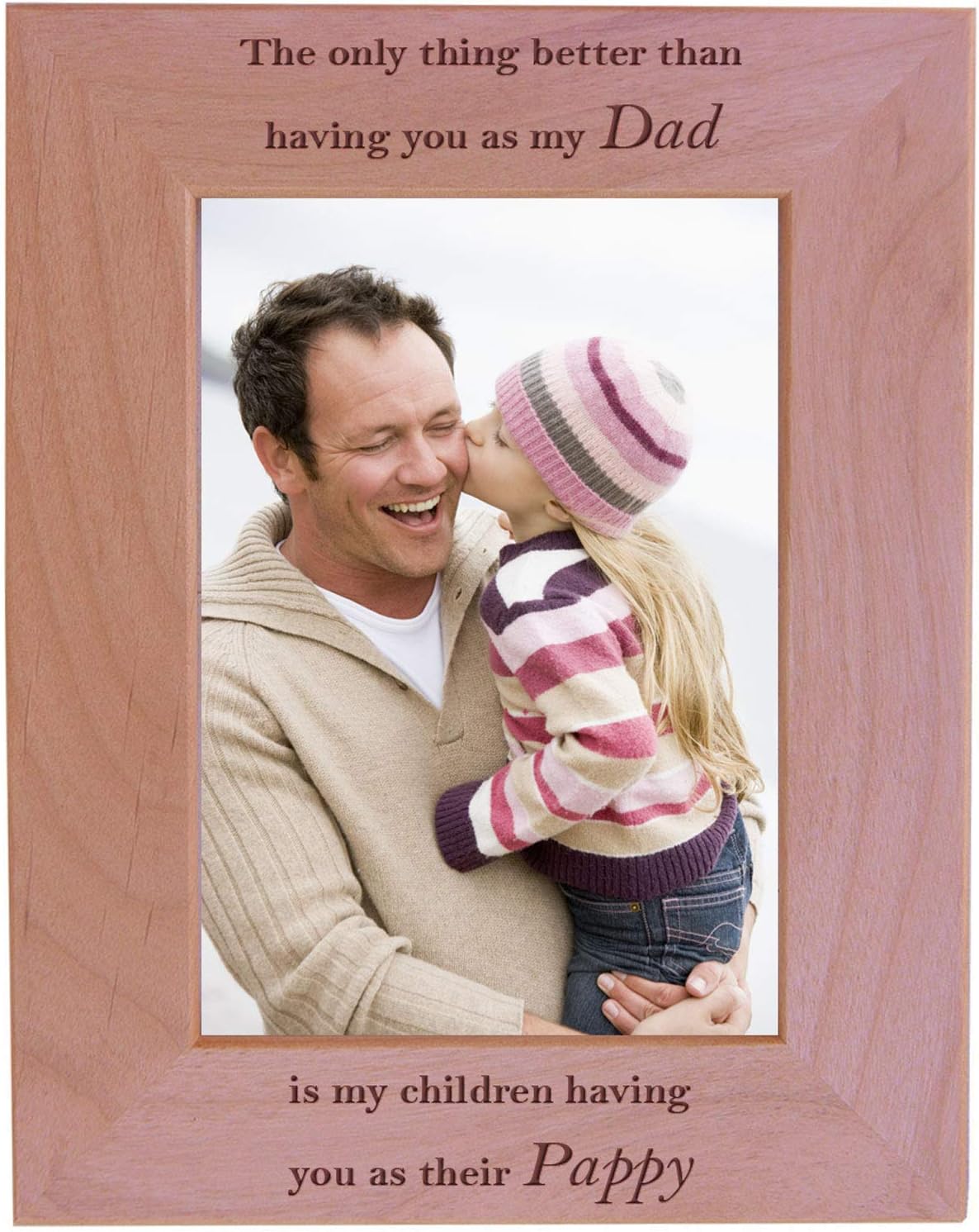 CustomGiftsNow Only Thing Better Than Having You as My dad is My Children Having You as Their Pappy - Engraved Wood Picture Frame (5x7 Vertical)
