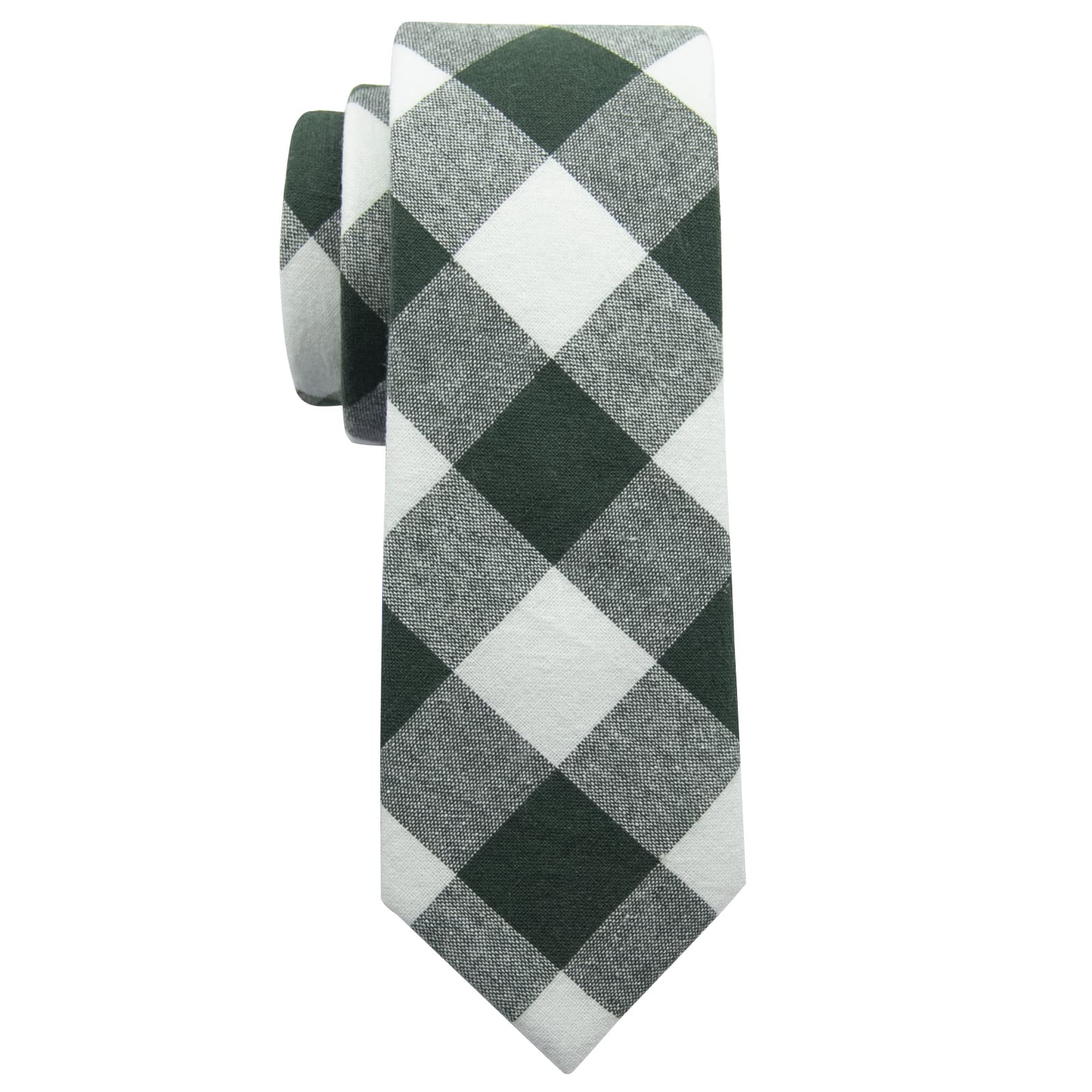 Mantieqingway Mens Skinny Ties,2.56" Cotton Neckties Striped Plaid Ties for Groom Groomsmen Wedding Party Christmas
