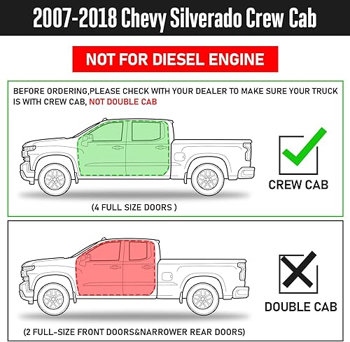 Miniatura 11 de Estribos compatibles con Chevy Silverado 19-26/GMC Sierra 1500 Crew Cab, 20-26 Silverado/Sierra 2500HD 3500HD Crew Cab. Barras laterales