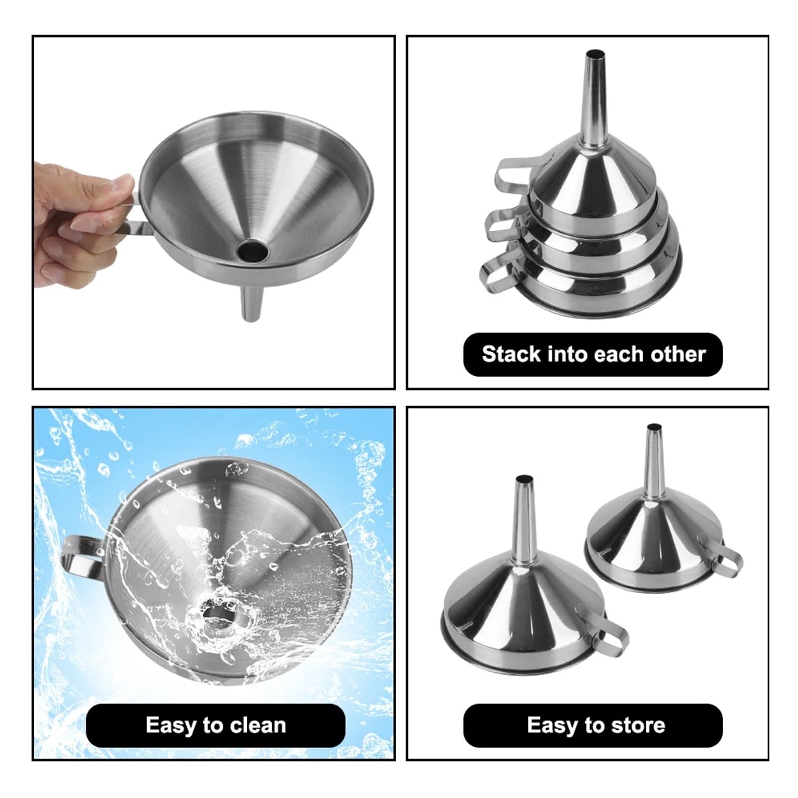 Imbuti a bocca larga Bar Vino Birra Boccetta for olio Imbuto in acciaio inossidabile for conserve di utensili da cucina con filtro staccabile Imbuto in metallo Imbuto Da Cucina (Color : 03)