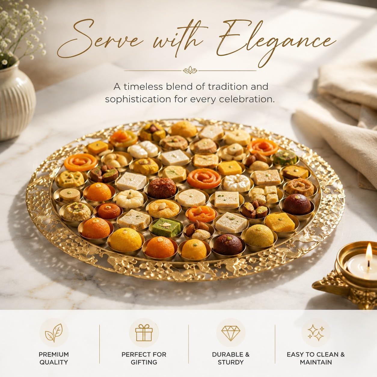 Gold 56 Bhog Thali - Pooja Set for Home -2 Gold 56 Bhog Thali - Pooja Set for Home -2
