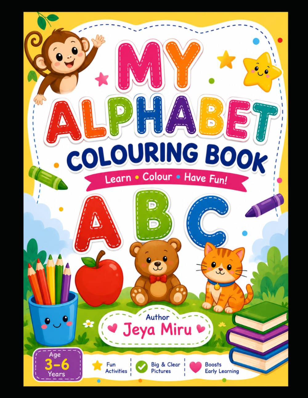 colouring book: Learn word and alphabets while fun colouring.