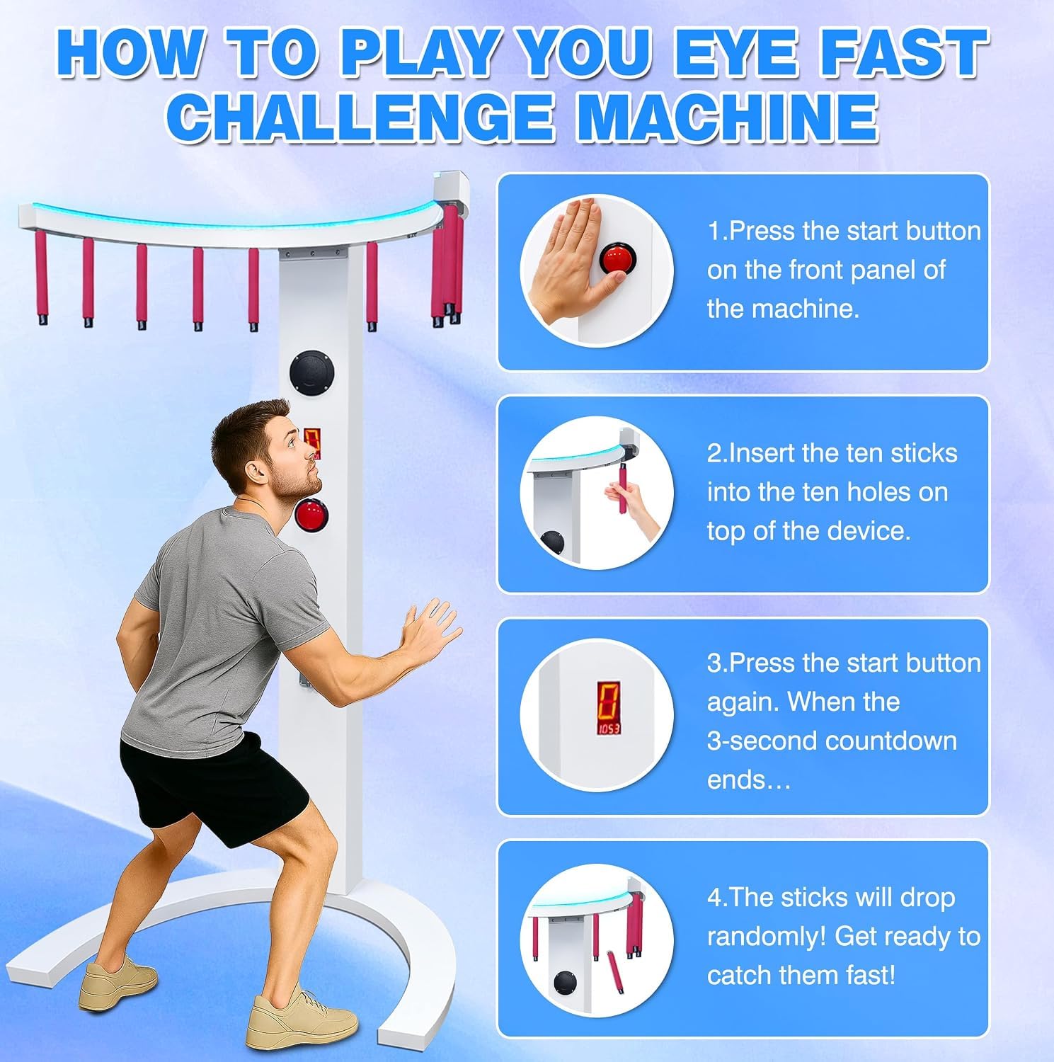 Juego De Reflejos con Joystick De Velocidad Ajustable, Máquina Recreativa para Entrenar La Coordinación Mano-Ojo, con Luces Led Y Reacción A La Música, Ideal para White