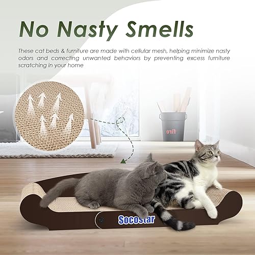 Miniatura 4 de Sofá cama rascador extragrande para gatos de 27.6 x 11 pulgadas, cartón rascador para gatos, papel 100% reciclado para gatos de interior, sala