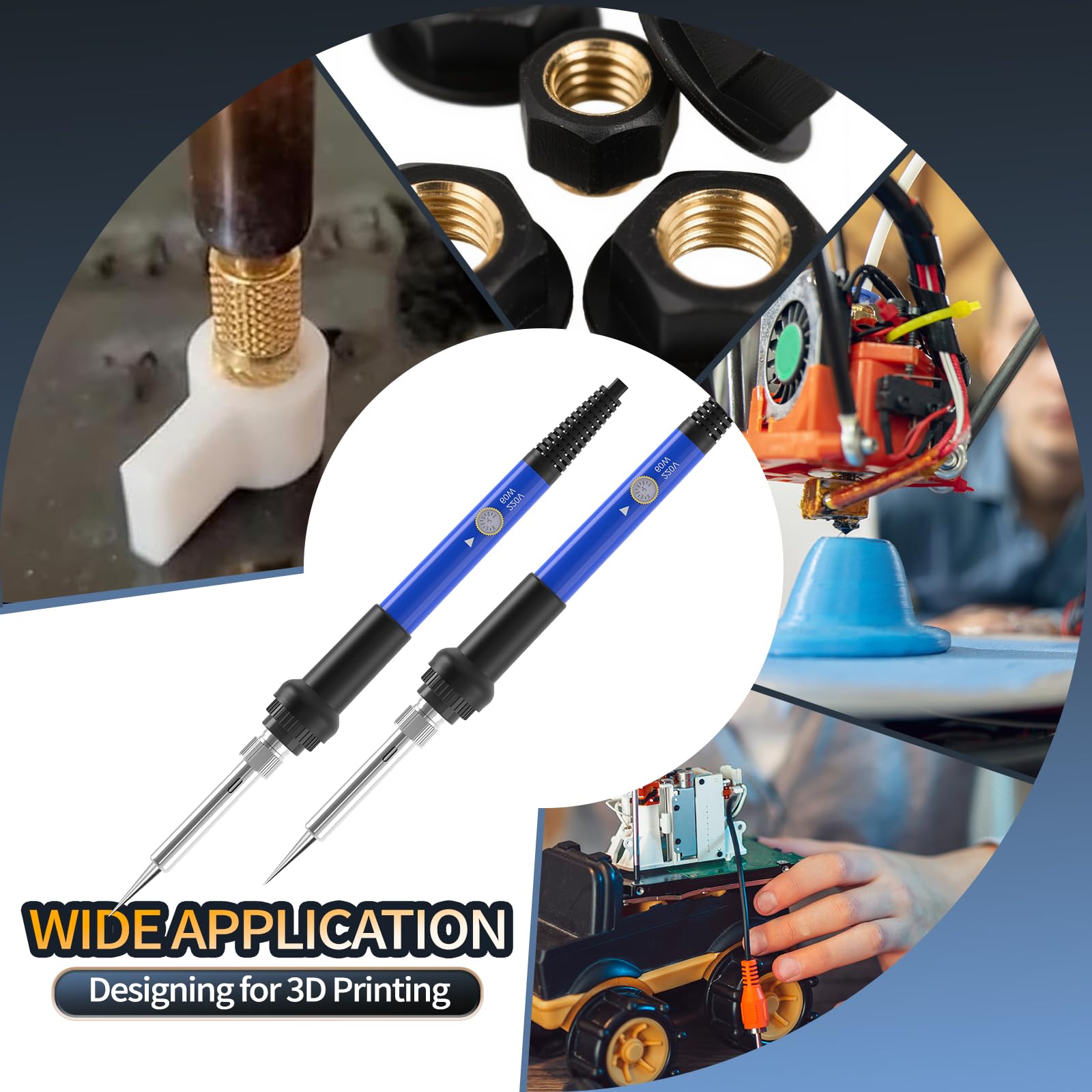 AOBOPLE Kit Saldatore 80W Con 130 Inserti Filettati M2-M8 E 6 Punte – Per Stampa 3D E Plastica