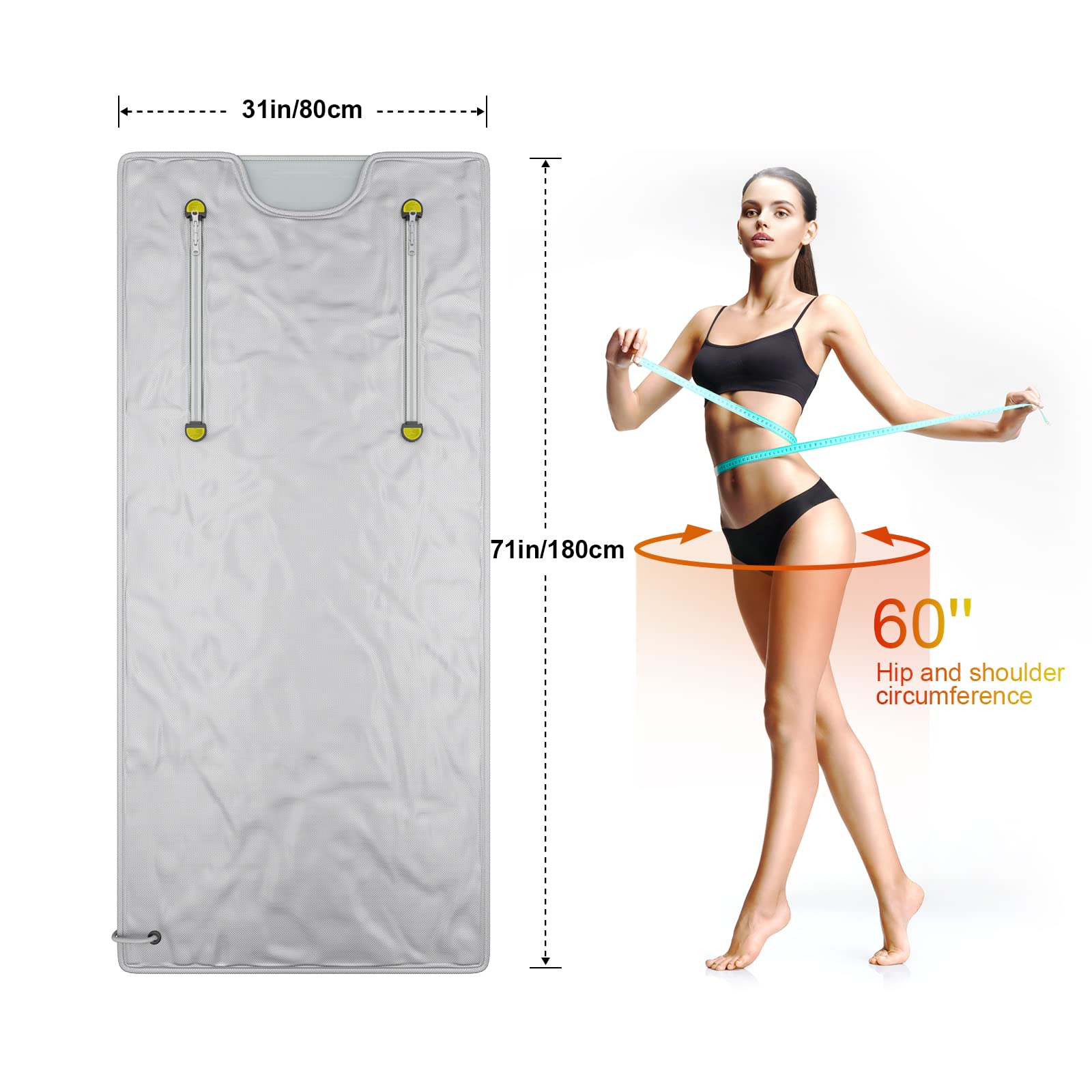 Manta de Sauna de Infrarrojos,Manta de Sauna de 2 Zonas para Uso Doméstico, Diseño Portátil para la Relajación y la Desintoxicación más Alta, Control de Temporizador, 180 * 80CM