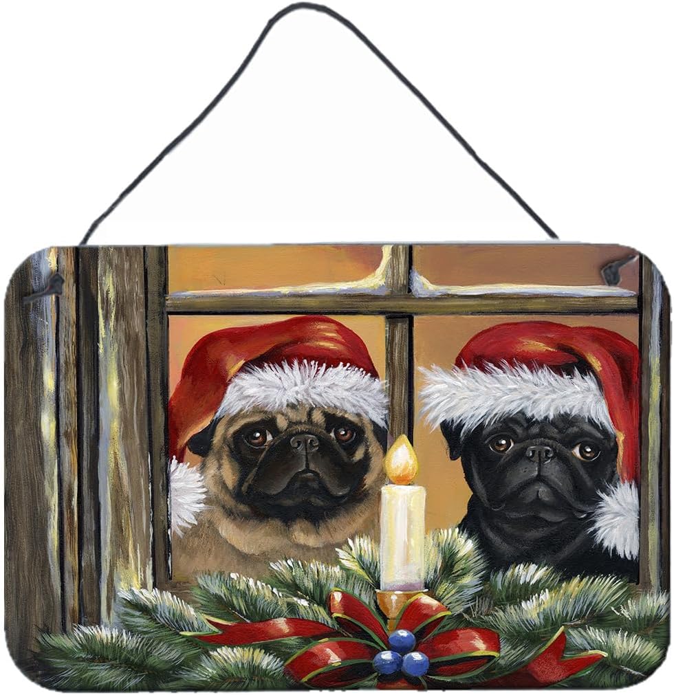 Caroline's Treasures PPP3268DS812 Pug Christmas Anticipation Wall or Door Hanging Prints Aluminum Metal Sign Kitchen Wall Bar Bathroom Plaque Home Decor, 8x12, Multicolor
