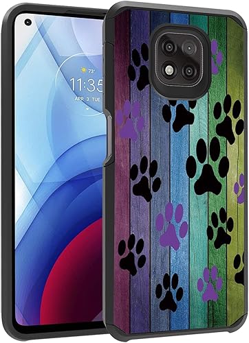 ZXHSBROK Funda para Moto G Power 2021, diseño de tablero de madera rústica, resistente 2 en 1, de doble capa, policarbonato duro híbrido y silicona