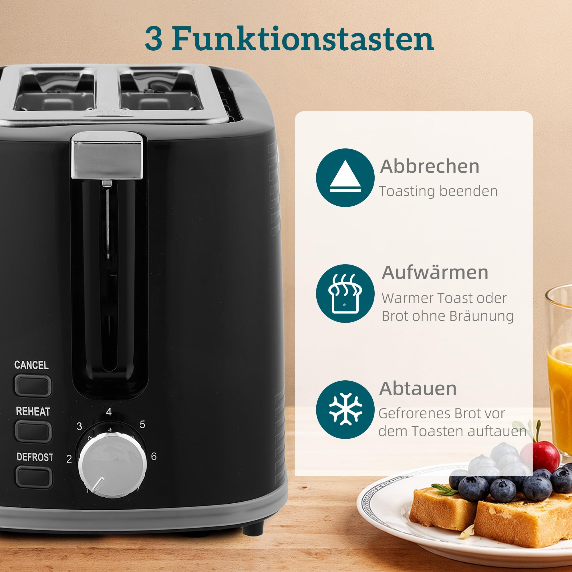 HOMCOM Wasserkocher Toaster Set 1,7L 2200W Edelstahl-Innenraum Otter-Thermostat Kalkfilter Frühstücksset 2 Scheiben Toaster 7 Bräunungsstufen Schwarz