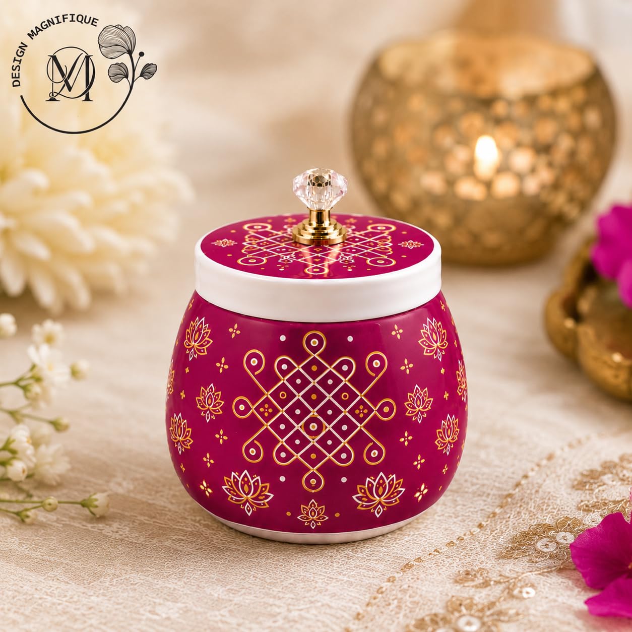 Decorative Dry Fruit Jar - Pichwai Art Storage -2 Decorative Dry Fruit Jar - Pichwai Art Storage -2