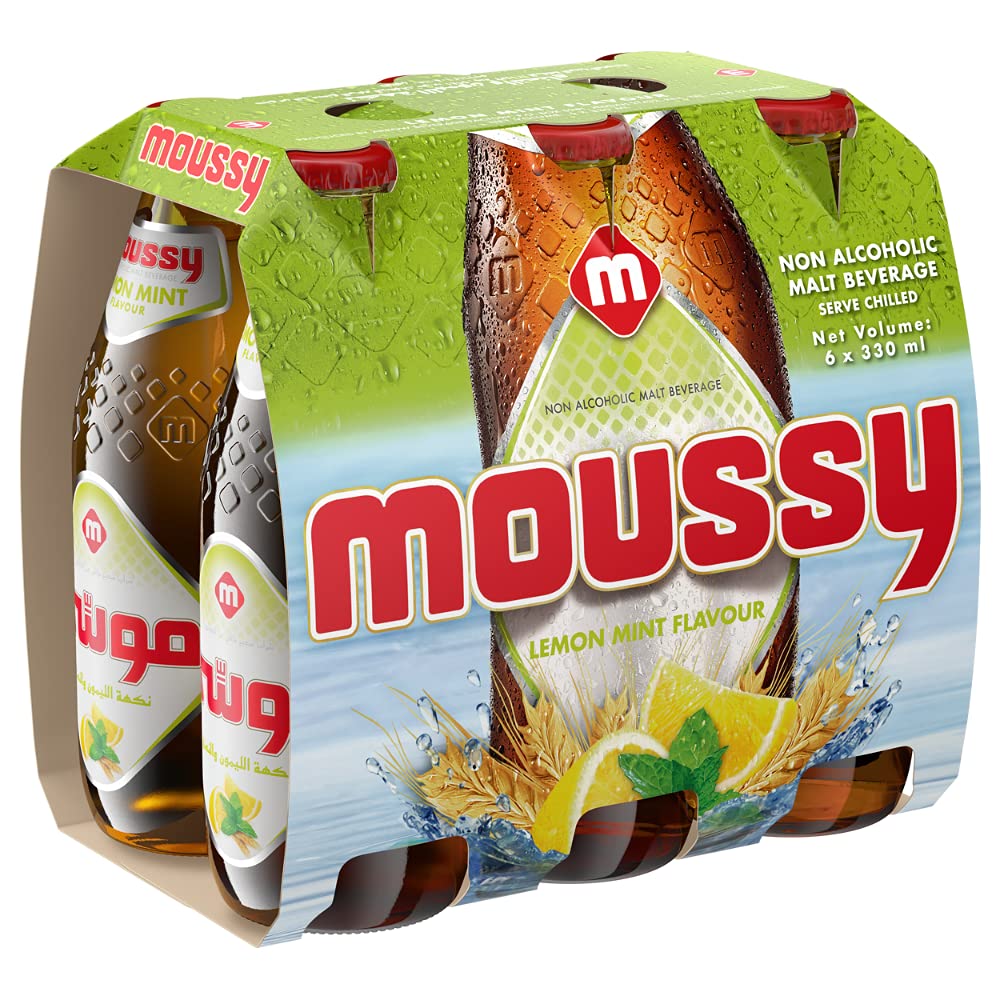 Moussy Non Alcoholic Beer Lemon Mint Flavour, 330ml Each (Pack of 12, 12 X 330ml)-image-39